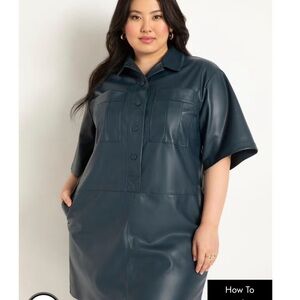 Eloquii Blue Polo Collar Mini Dress